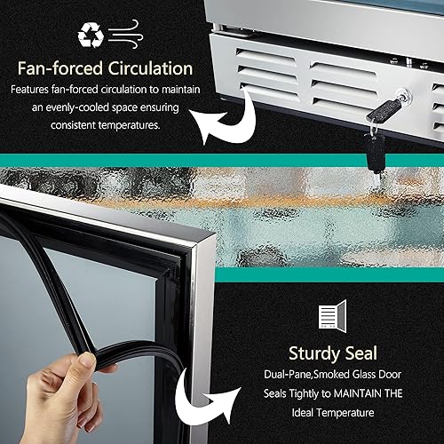 Miniatura 3 de Kalamera Mini refrigerador de 18 botellas – Refrigerador de vino de 12 pulgadas, integrado o independiente, con acero inoxidable y puerta de vidrio