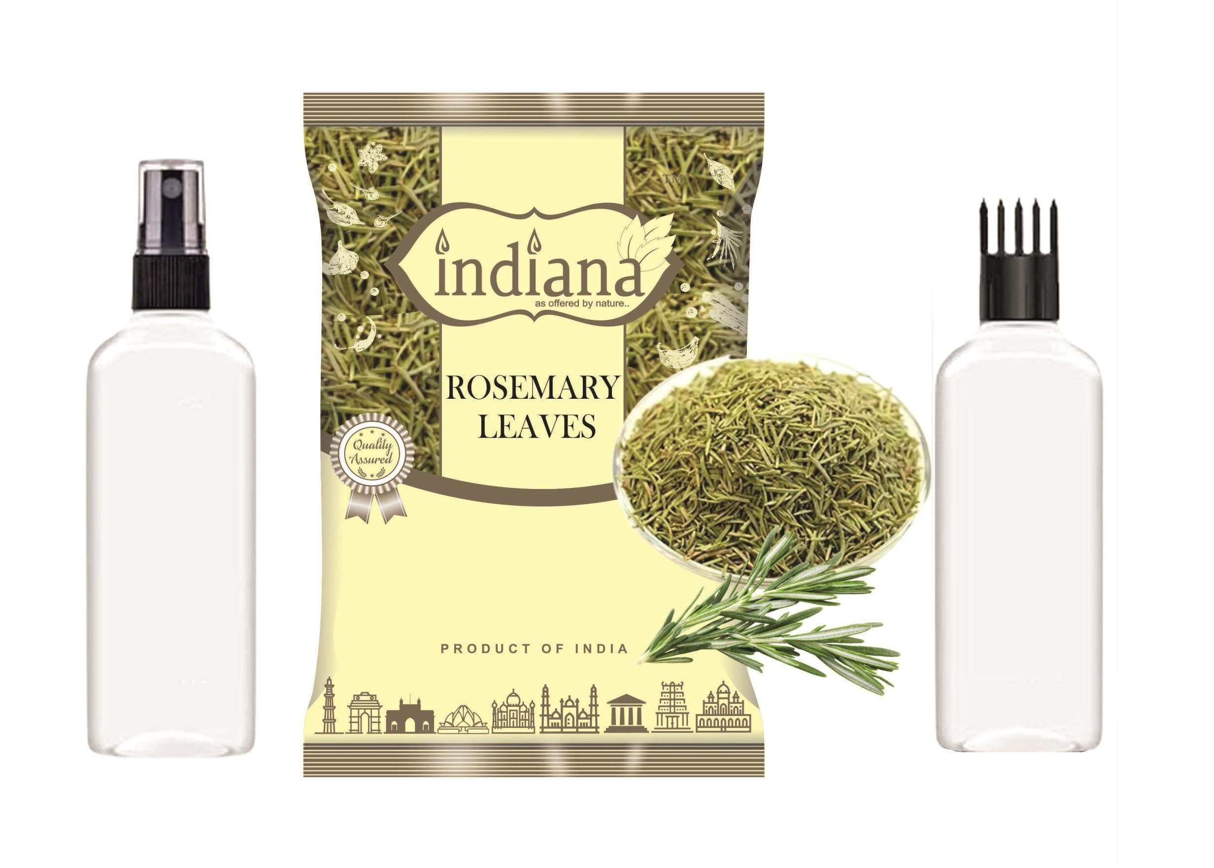 Indiana Rosemary Dried Leaves with 1 Applicator and 1 Spray For Hair Growth | Rosemary Herb Tea | Organic | Natural (100gm)