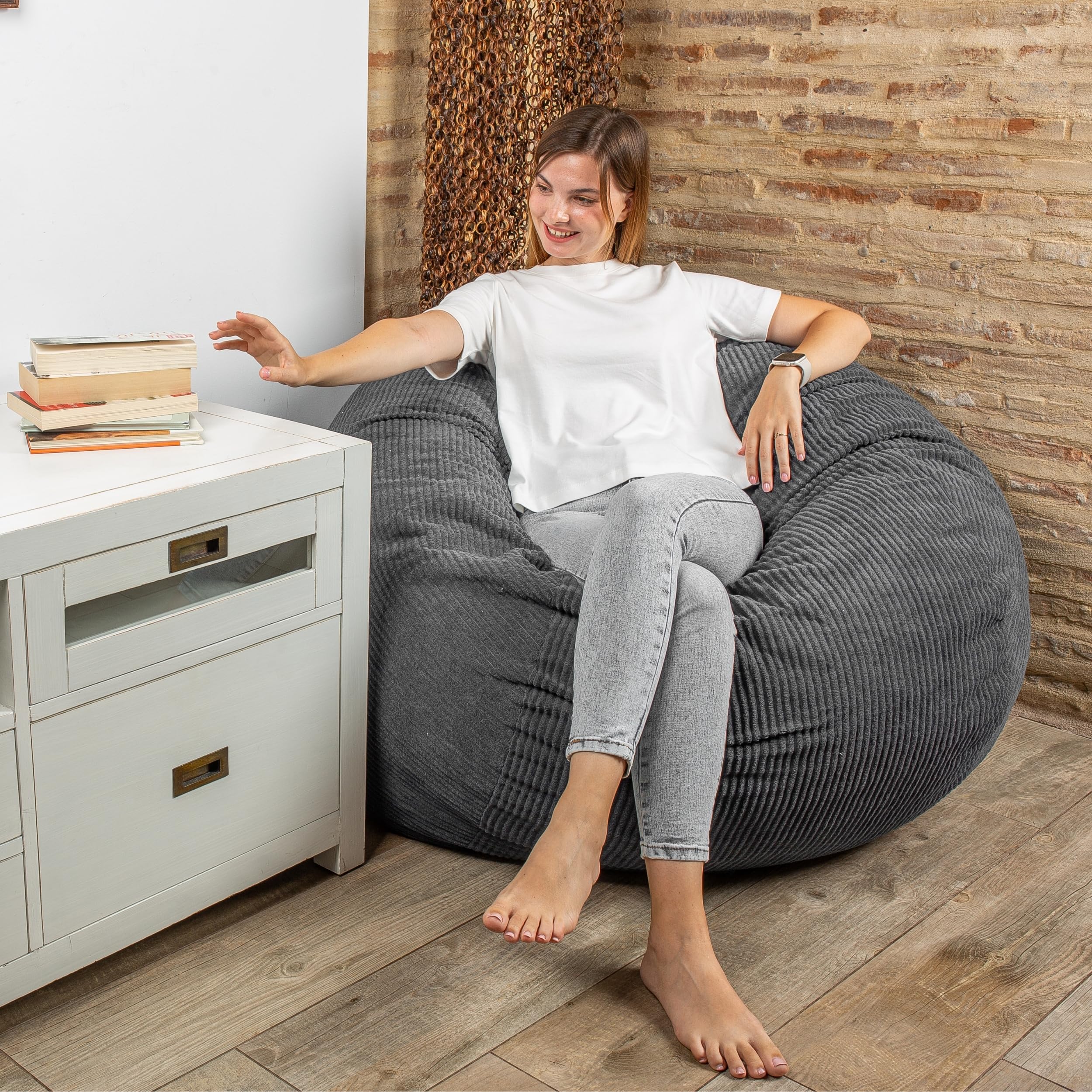 bananair - Gigantyczne Łóżko typu Bean Bag - Miękki Materiał Kordurowy & Wygodna Piankowa Wypełka - Łatwo Składana, 2-w-1 Materac Podłogowy i Fotel typu Bean Bag/Sofa dla Dorosłych, Dzieci