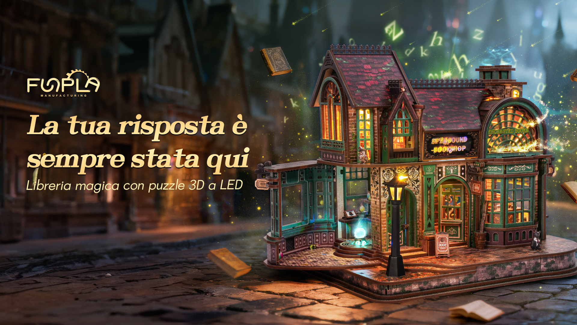 PANTIDE Magic Potion House: Kit Fai Da Te Per Creare Un Book Nook 3D In Legno Con Luci LED - Regalo Magico Per Adulti E Ragazzi, Decorazione Originale Per La Libreria