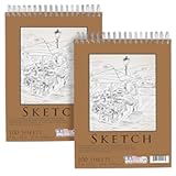 U&period;S&period; Art Supply 9"x12" Top Spiral Bound Sketch Book&comma; 2 Pack&comma; 100 Sheets Each&comma; 60lb &lpar;100gsm&rpar;&comma; Acid-Free&comma; Artist Sketchbook&comma; Drawing Pad for Adults & Students