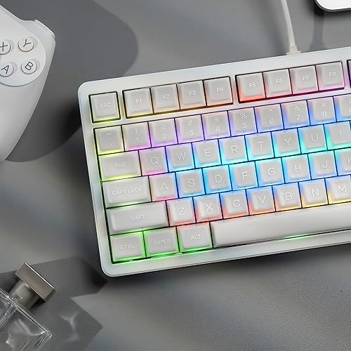 Miniatura 6 de dagaladoo Teclas de jade blanco PBT, estilo de tapas de teclas de cerámica, teclas de teclado translúcidas lindas, juego de teclas de perfil SA para