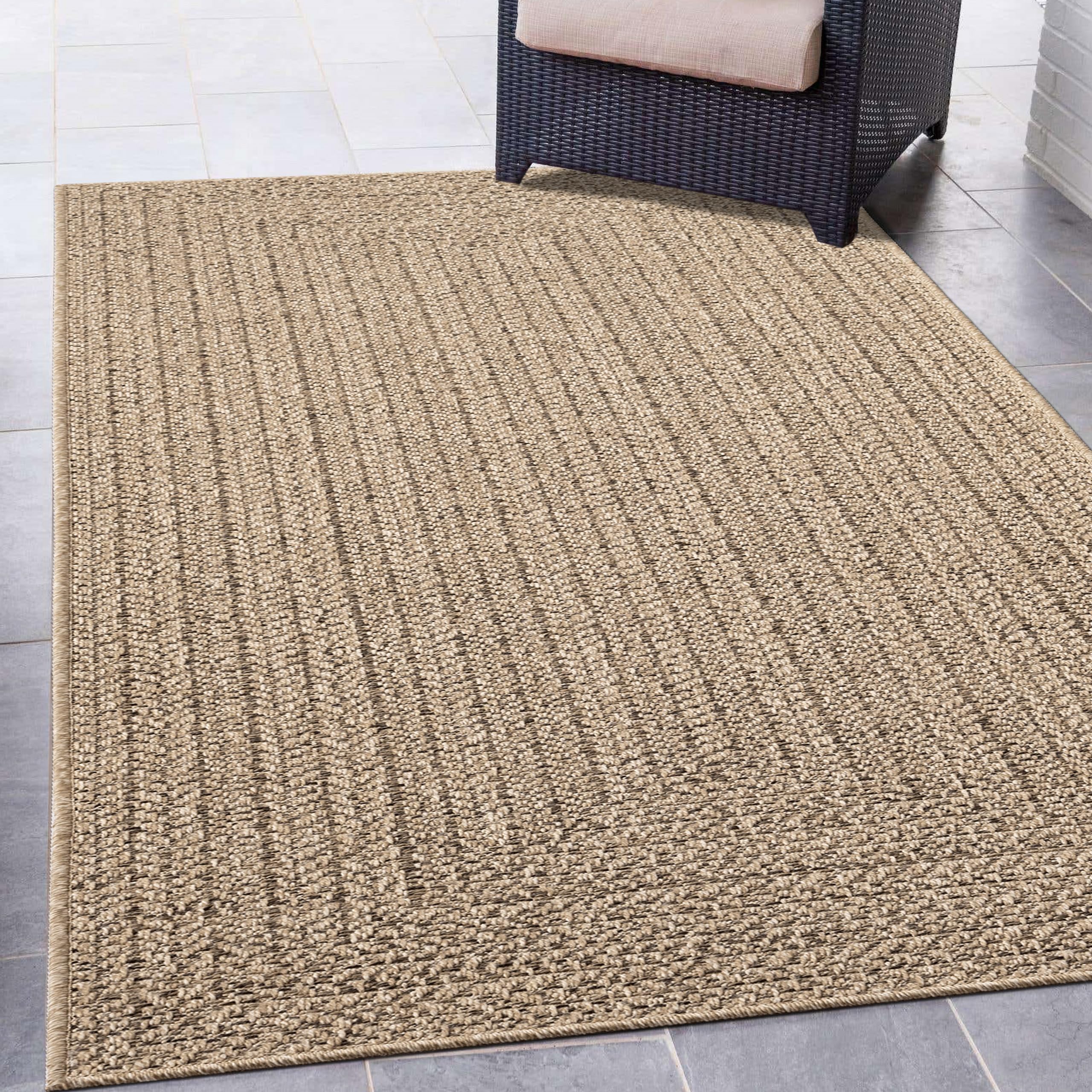 CARPETIA Alfombra Resistente para Interior y Exterior Lámpara Moderna Aspecto de Yute Resistente a la Intemperie Balcón Terraza Comedor 160x230 cm
