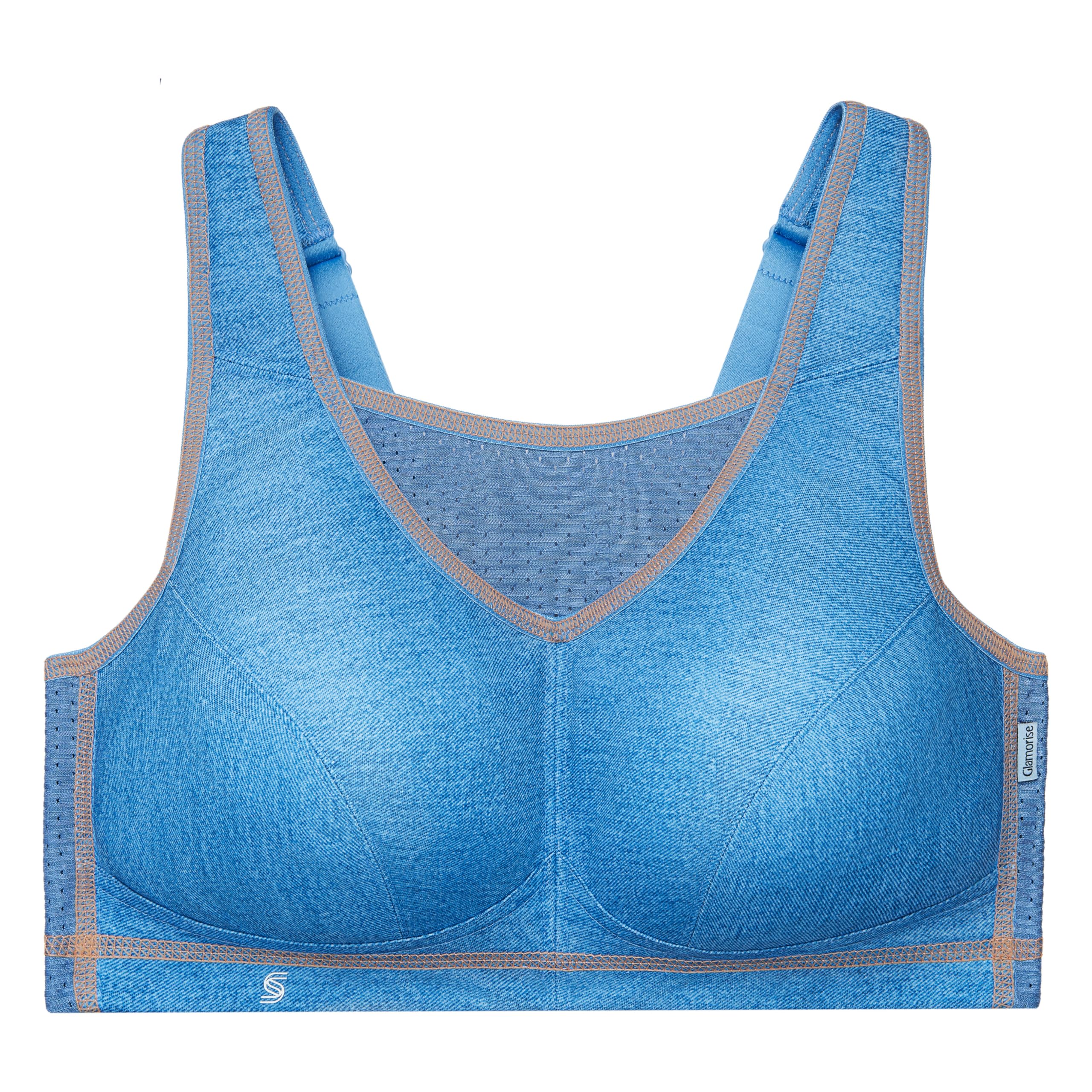 Biustonosz sportowy Elite z najlepszym trzymaniem bez fiszbin nr 1067, Jasny denim, 105D