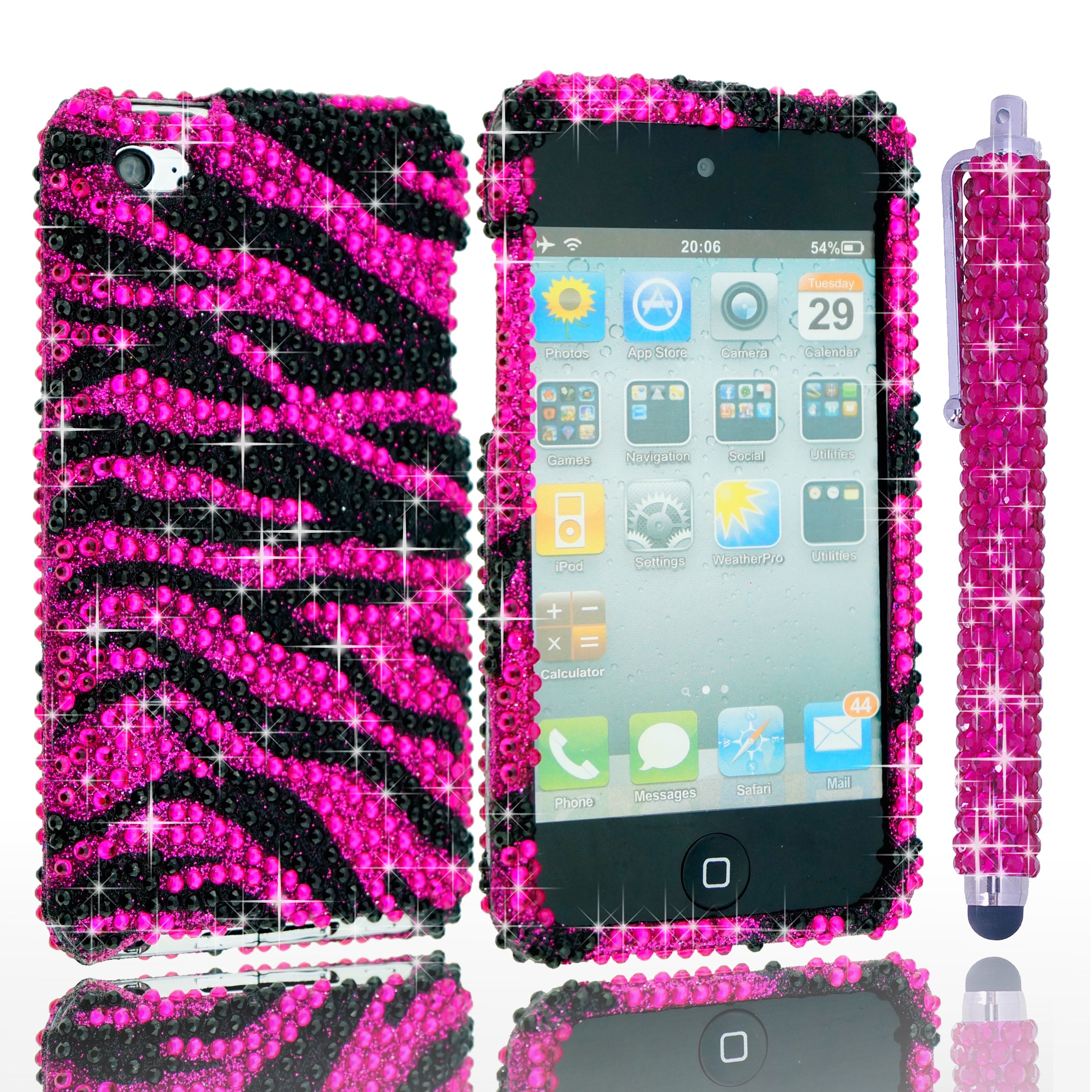 Ipod Touch 4th Generation Case Bling Zebra Print Cover Apple