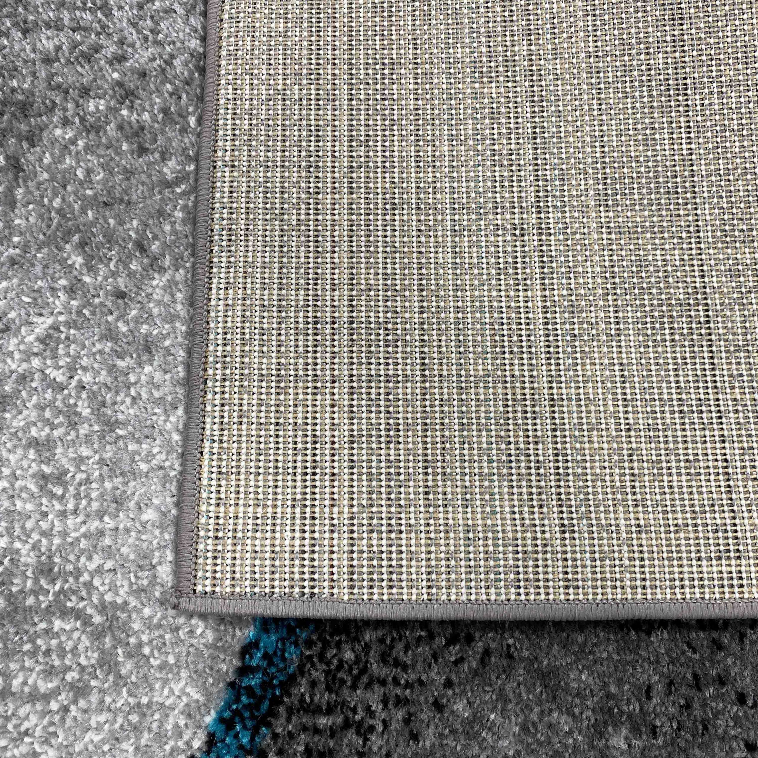 Teppich-Traum Tapis de Salon Moderne Design Vagues en Bleu & Gris Anthracite - Facile à Nettoyer et Durable Größe 140x200 cm