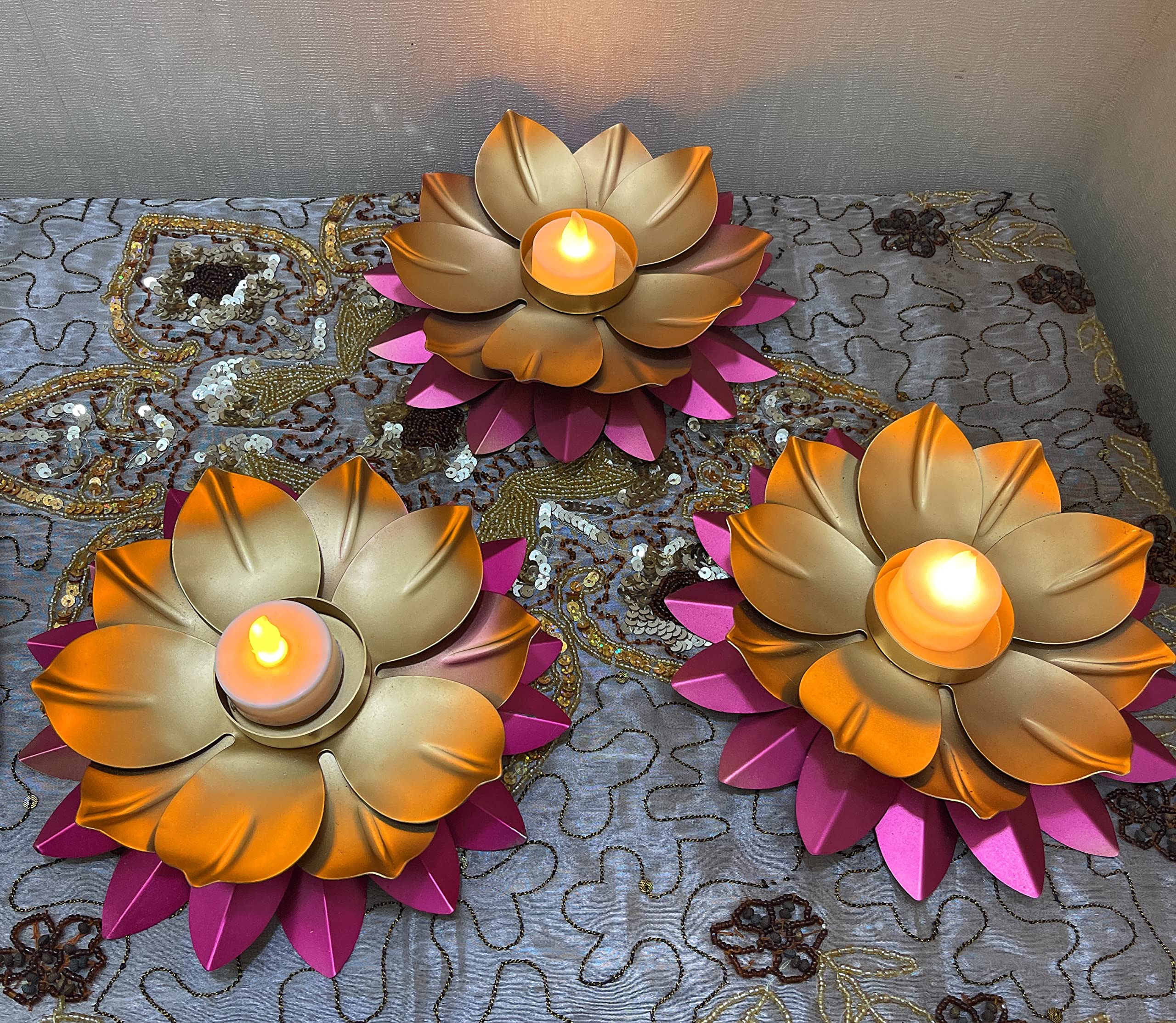 Portavelas De Loto Rojo - Decoración Zen, Vidrio Seguro, Ideal Para Ambiente Relajante Y Budista