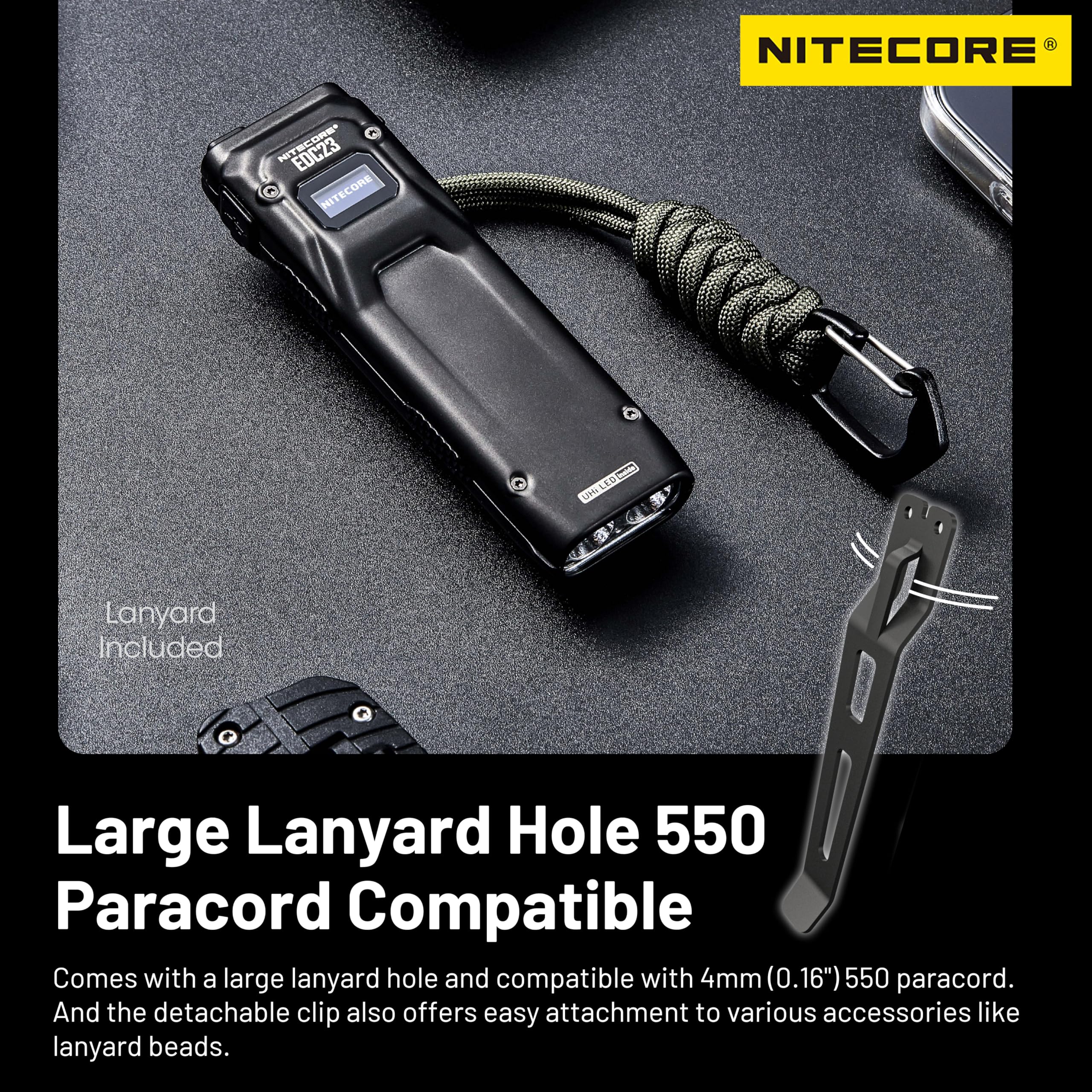 Nitecore EDC23 2500 lumens Lampe torche tactique de poche ultra mince EDC