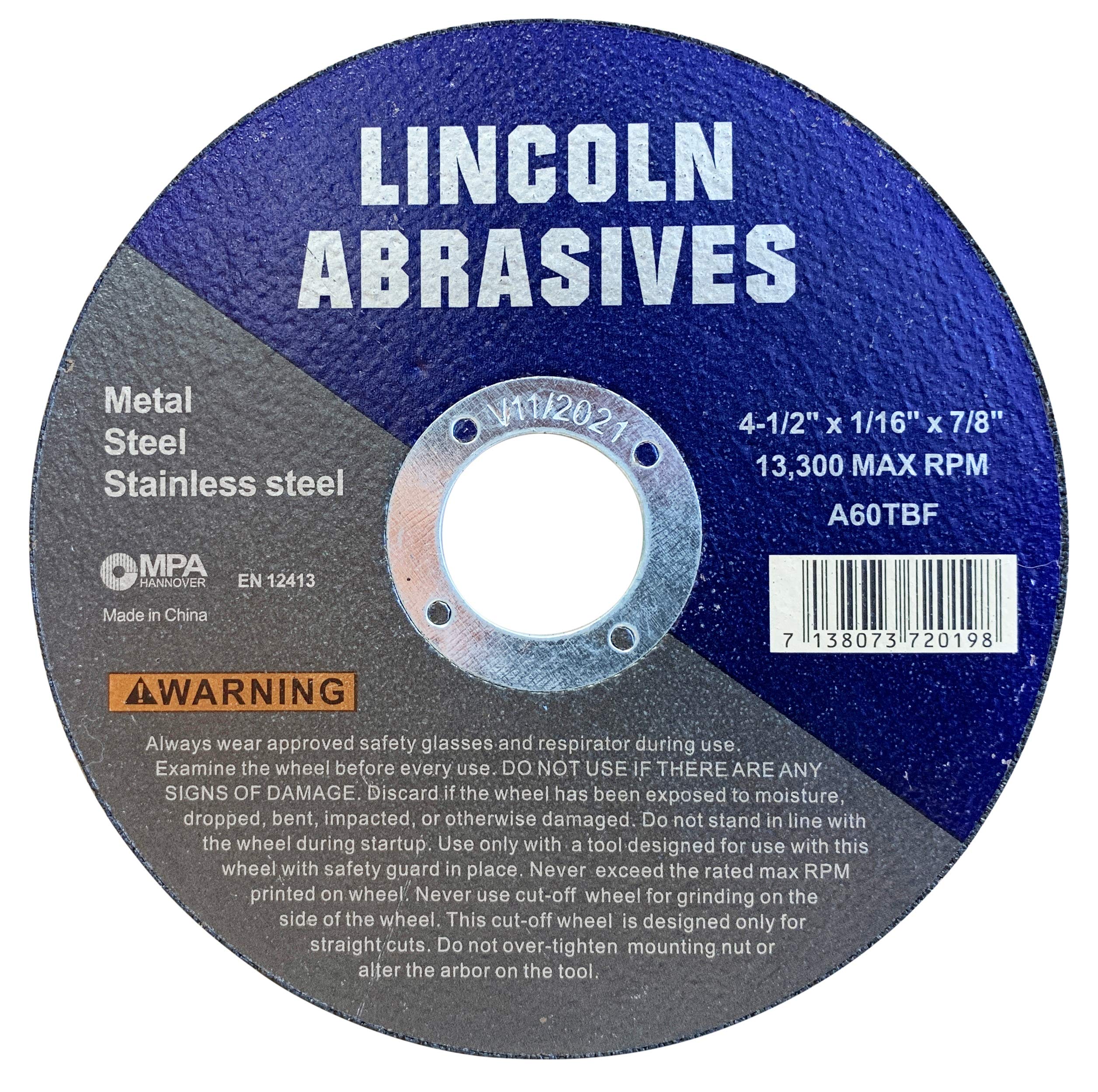 Lincoln Schleifscheiben, 100 Stück, 11,4 cm (1/16 Zoll), Metall und Edelstahl, 100 Stück