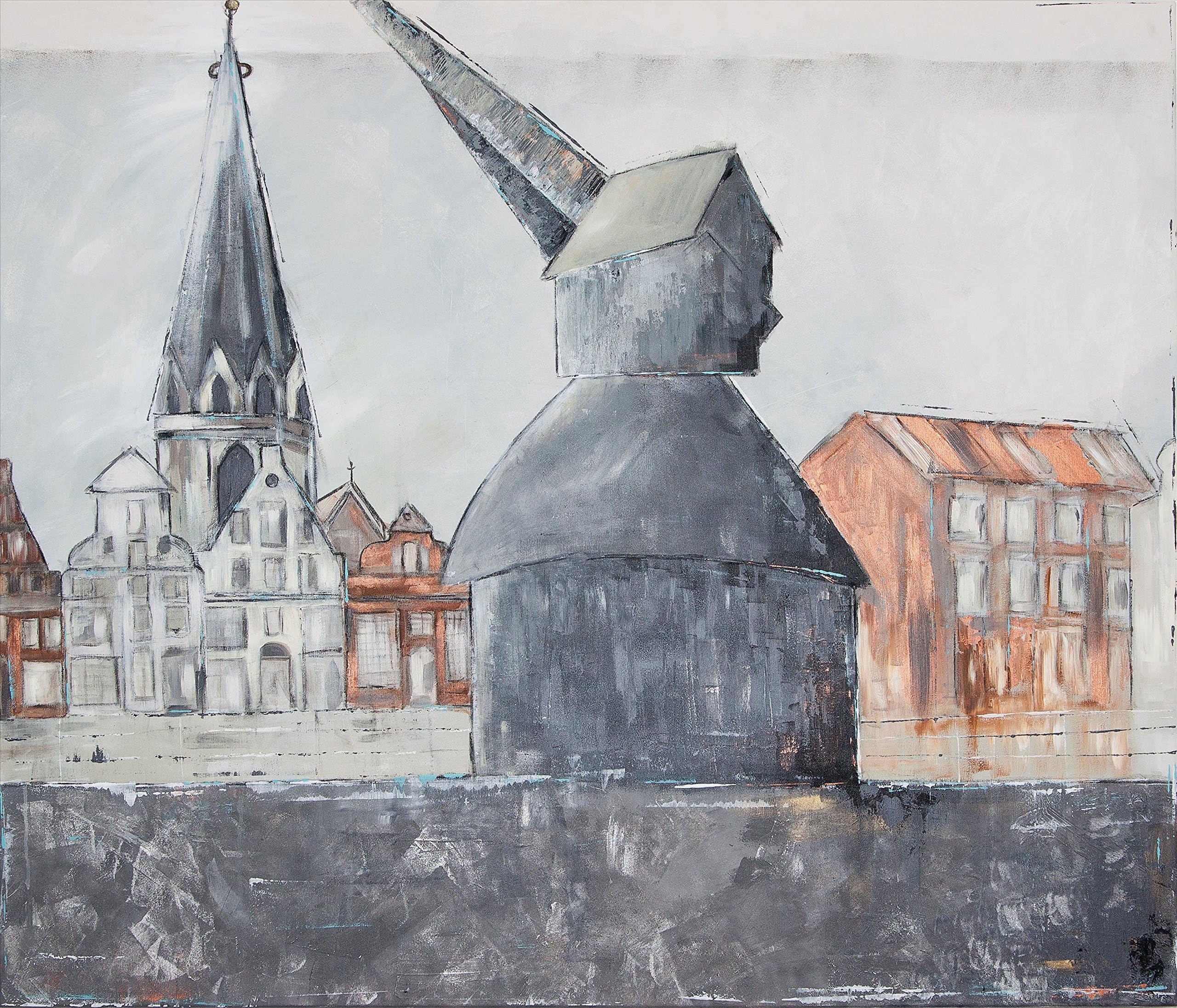 Artprint on Canvas 'Old Crane Lueneburg' by Karin Greife