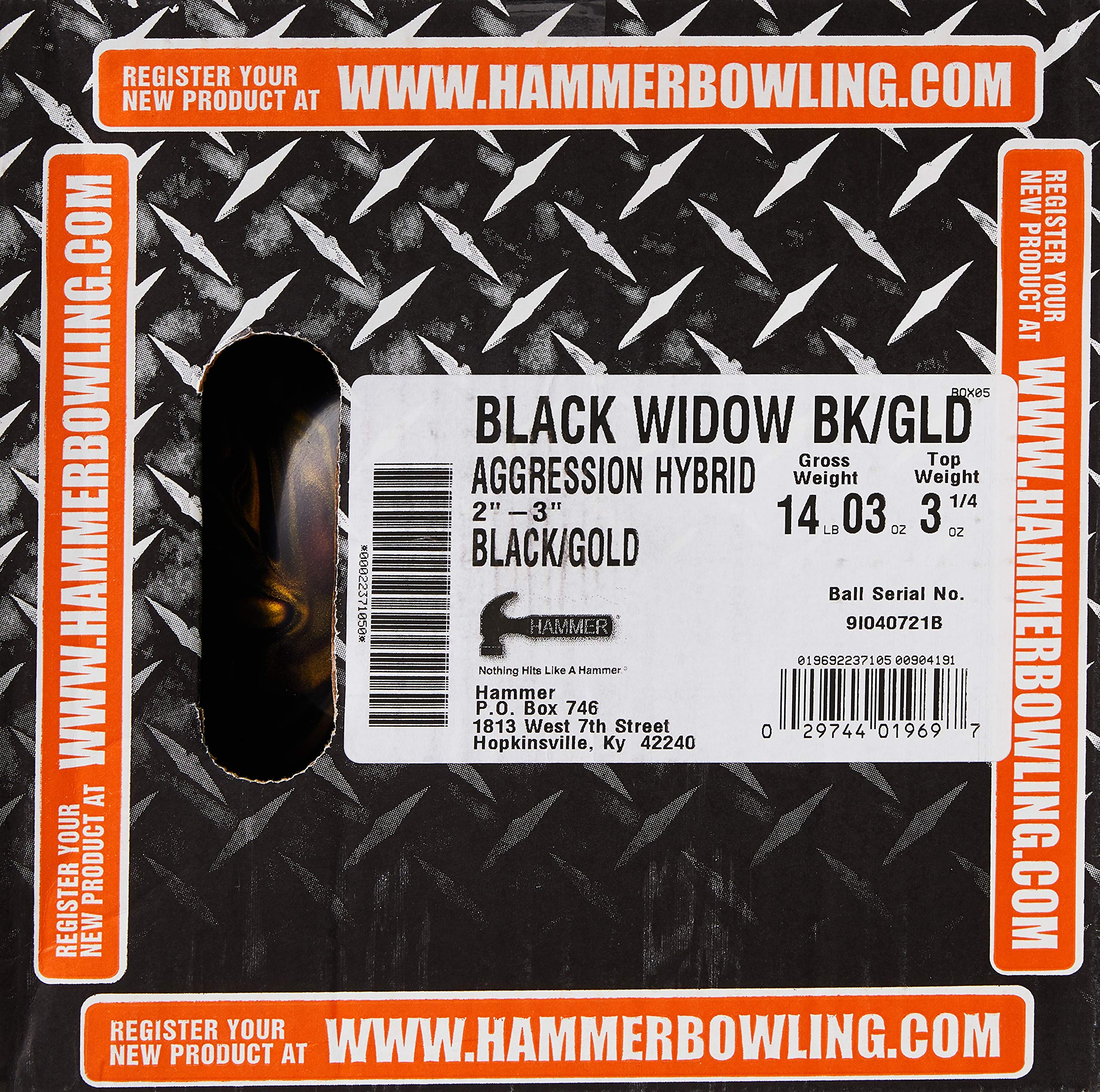 Buy Hammer Bowling Products Black Widow Bowling Ball Black/Gold, 14lbs