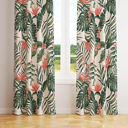 Cortinas de hojas tropicales, simples y modernas, con plantas verdes, bohemias, naturales, minimalistas, para el hogar, 42 x 45 pulgadas