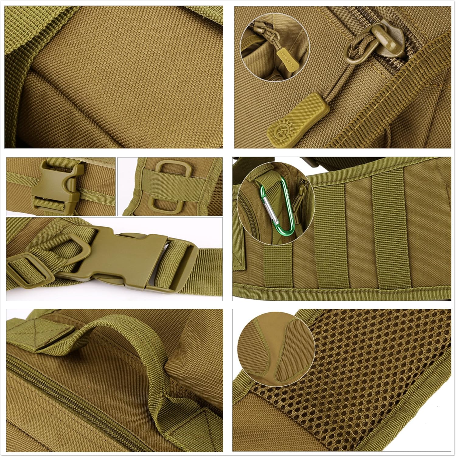 Protector Plus UNISTRENGH Tactical Military Daypack Sling Chest Pack Bag Molle Laptop Backpack Large Shoulder Bag Crossbody Duty Gear For Hunting Camping Trekking (Wolf Brown)