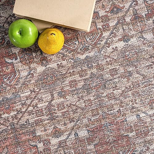 Miniatura 10 de nuLOOM Marilyn - Tapete con borde persa, lavable a máquina, 4 x 6, color óxido