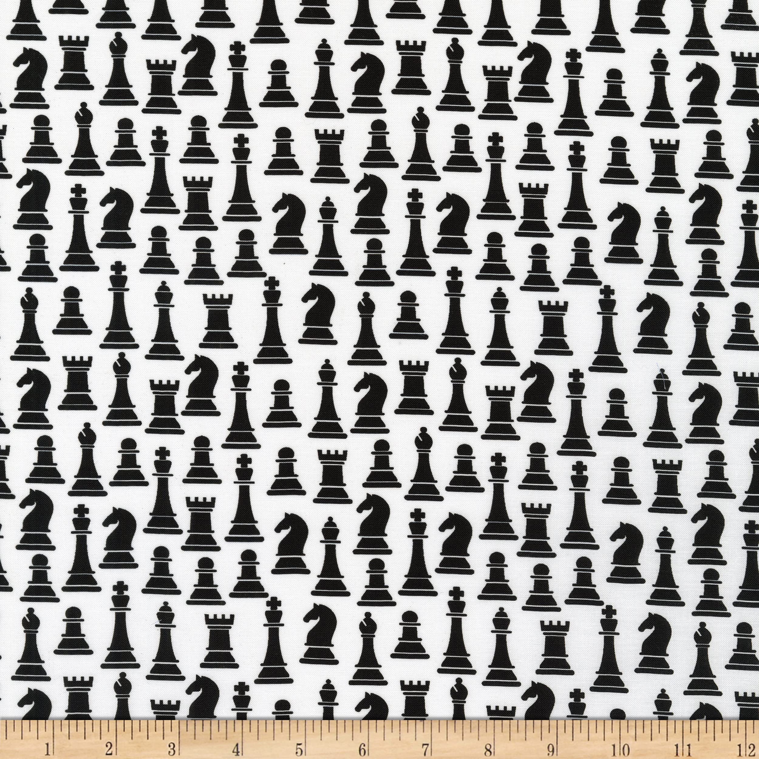 Kaufman Digital Checkmate Chess Pieces White, Fabric by The Yard