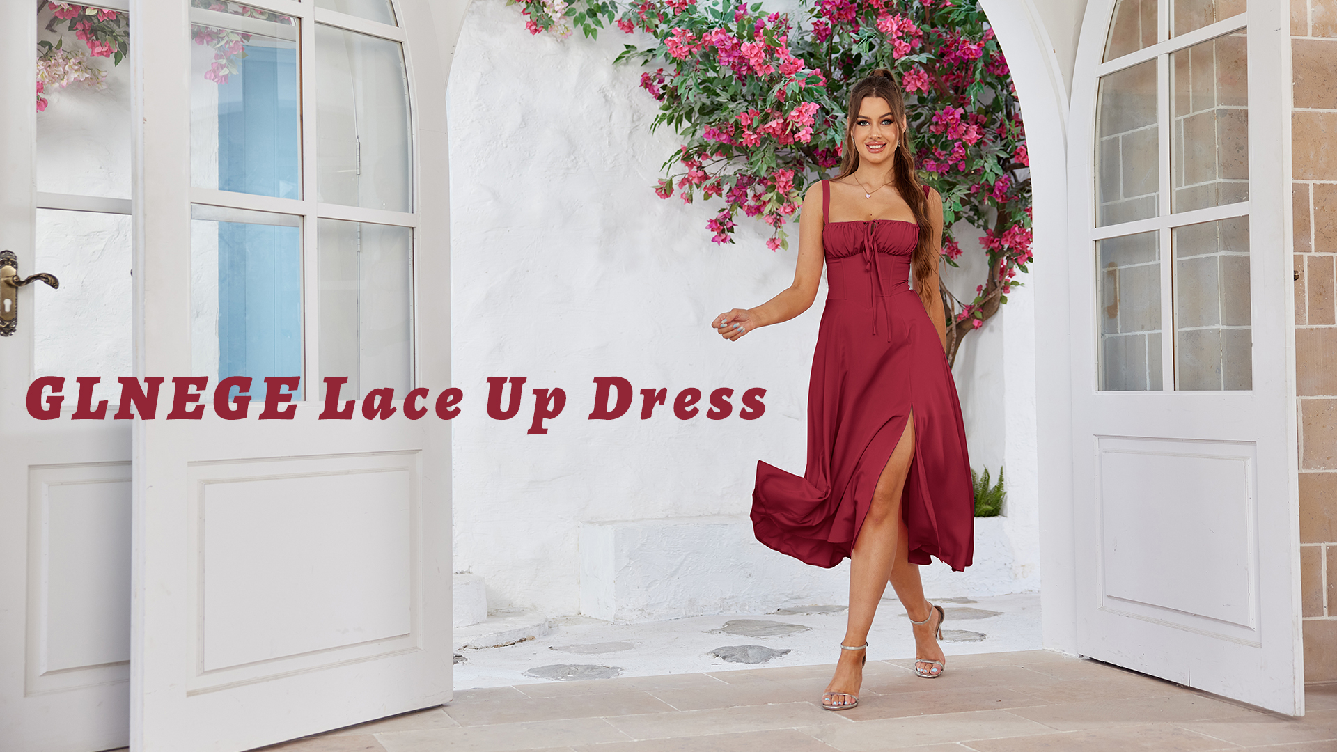open lace back dress Women Summer Corset Midi Dress 2026 Floral Wedding Guest Flowy Slit Lace Up  Dresses Tea Party A Line Casual Milkmaid Sundress at Amazon Women's Clothing  store