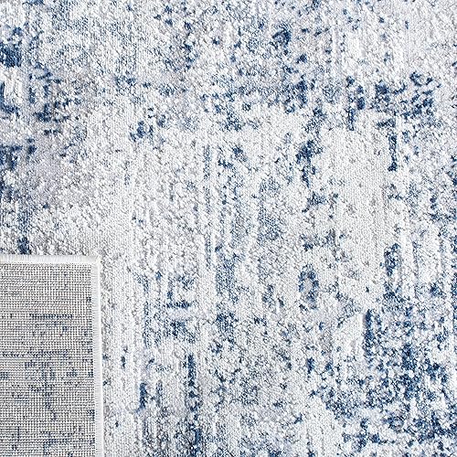 Miniatura 6 de SAFAVIEH Colección Amelia - Alfombra cuadrada de 6 pies 7 pulgadas, marfil y azul marino, diseño abstracto moderno, no desprende pelusa y de fácil