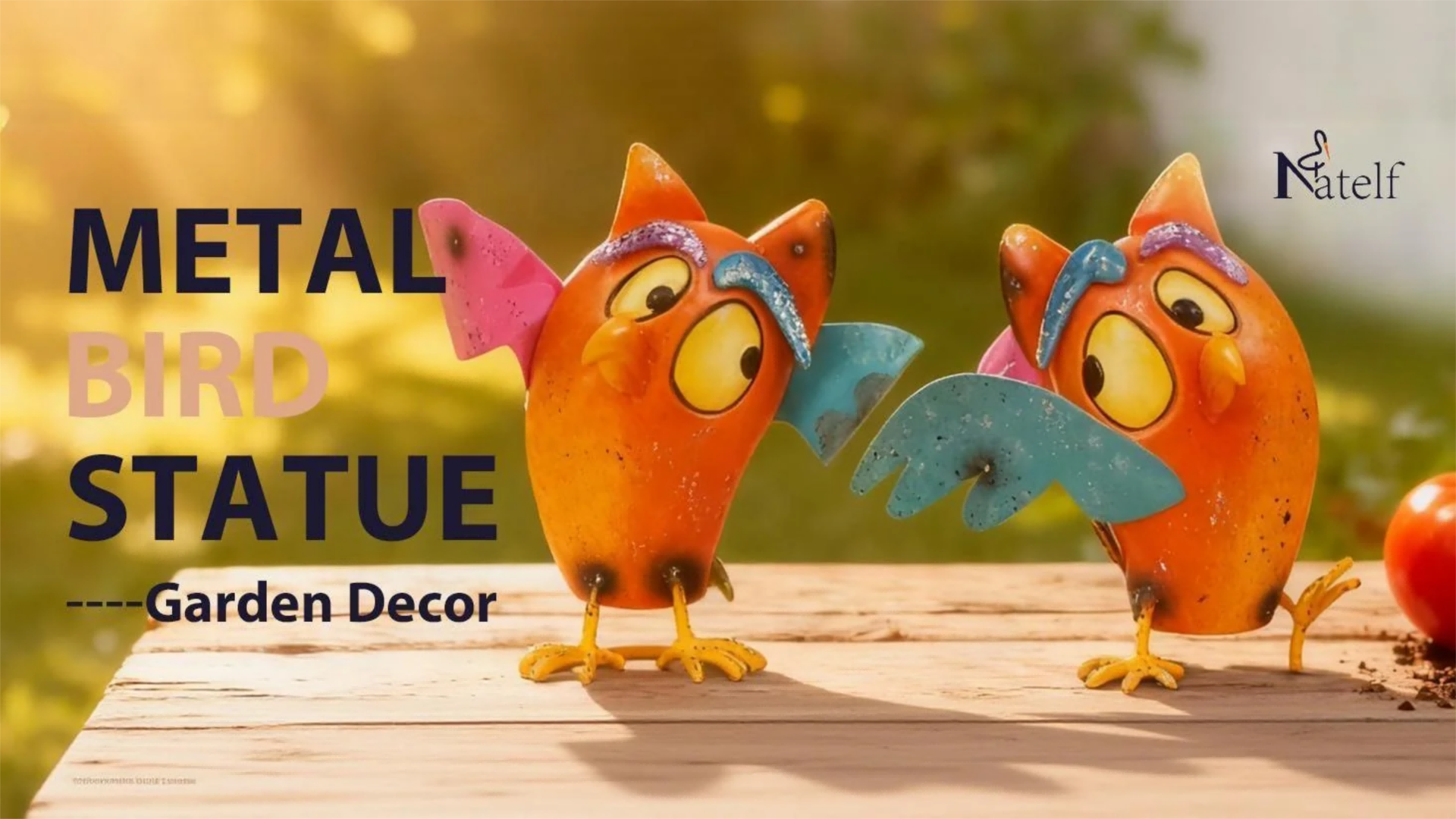 Natelf Set de 2 Estatuas de Pájaros de Metal para Jardín miniatura 7