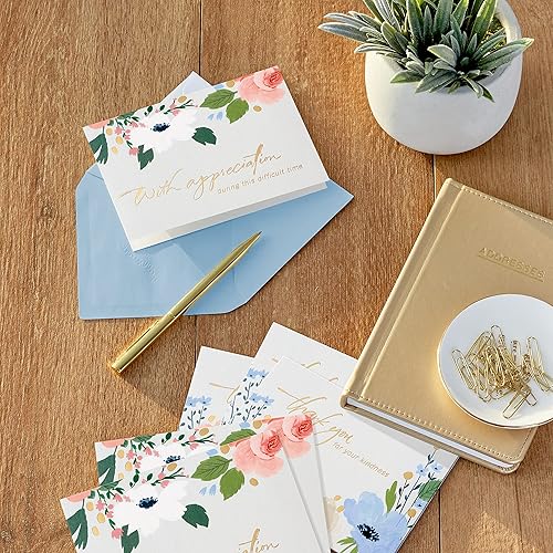 Miniatura 2 de Hallmark Surtido de tarjetas de agradecimiento funerarias, flores de lámina dorada (50 tarjetas de agradecimiento por tus condolencias con sobres)