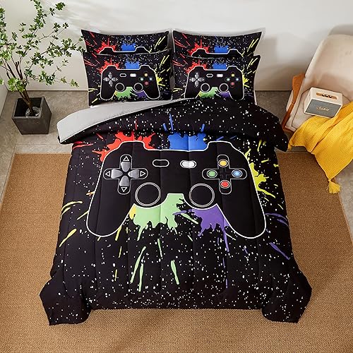 Miniatura 9 de akkialla Conjunto de ropa de cama con estampado de videojuegos de 2 piezas para niños y adolescentes, juego de ropa de cama de microfibra suave para