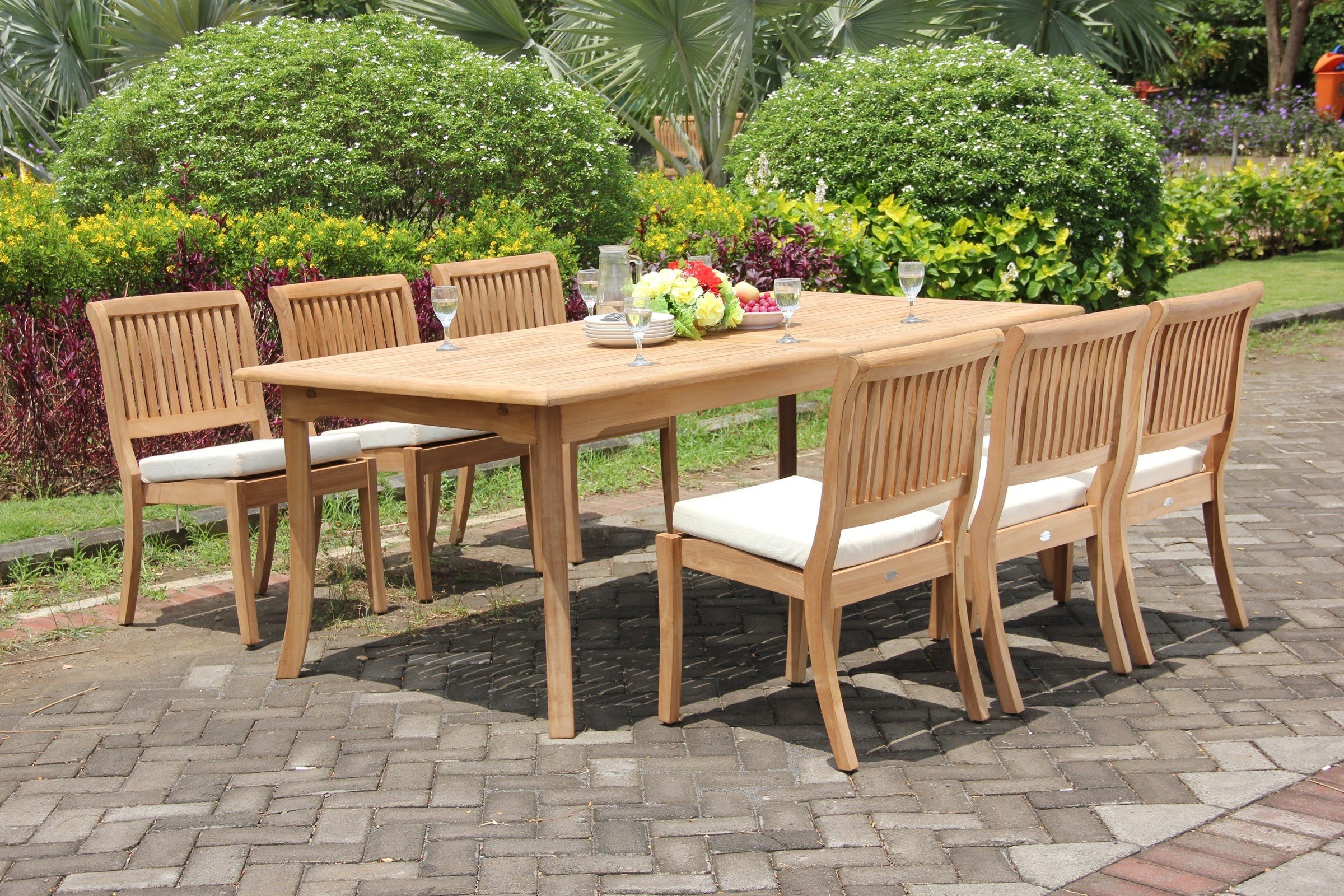 Amazon.com: TeakStation 6 Seater Grade-A Teak Wood 7 Pc Dining Set