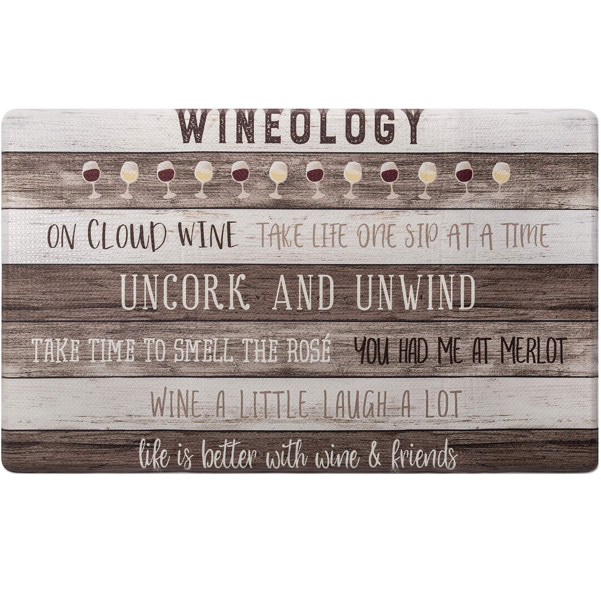 SoHome Cozy Living Anti-Fatigue Fall Kitchen Floor Standing Mat Runner Rug, Wineology Themed-Non Slip, Stain Resistant, Easy Clean, 1/2 Inch Thick Comfort Chef Mat, 18" x 55"