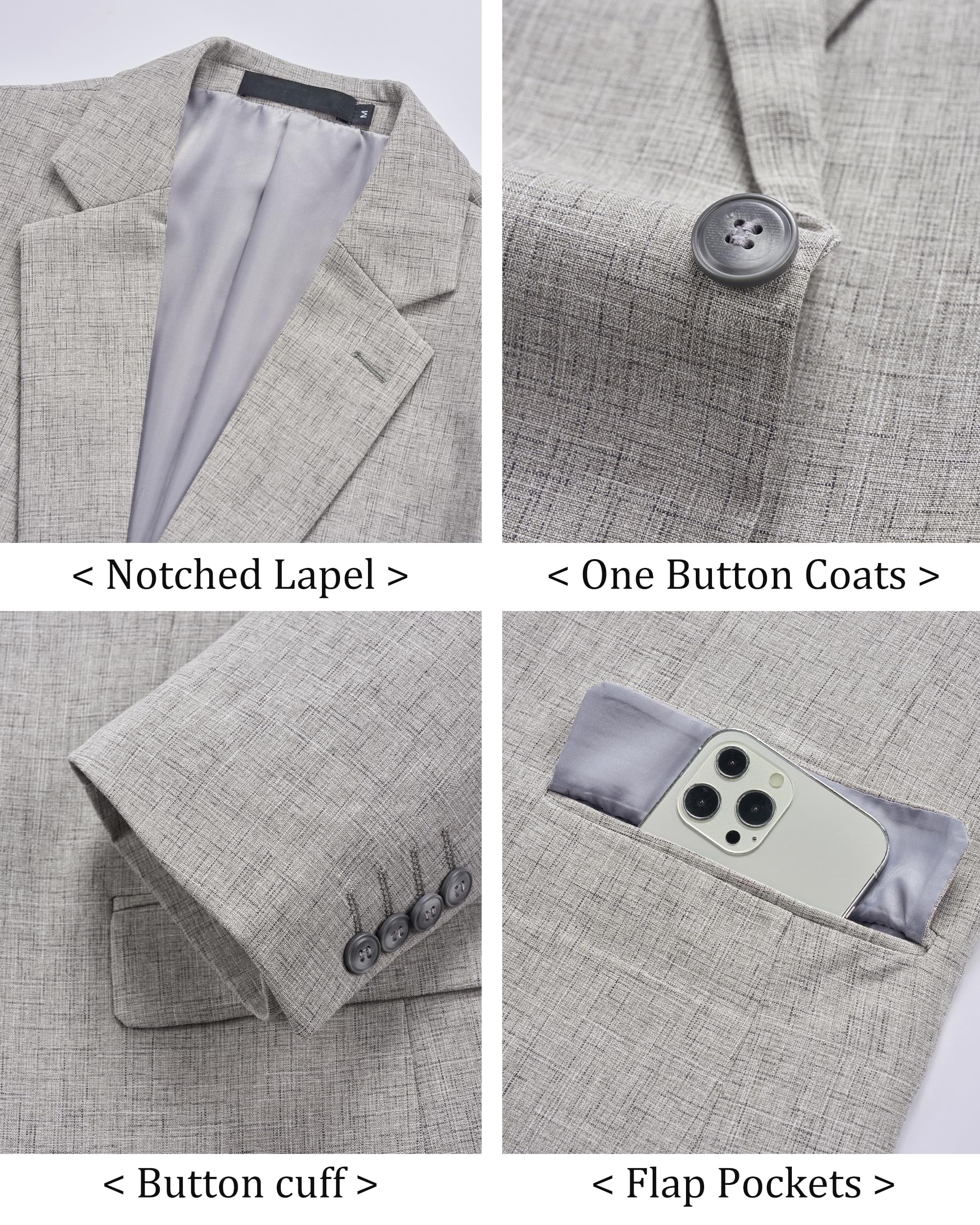 Blazer da Uomo Slim Fit con Un Bottone Casual Giacca Elegante da Abito Suit Jacket Sportiva Classica per Business Matrimonio Festa Tempo Libero