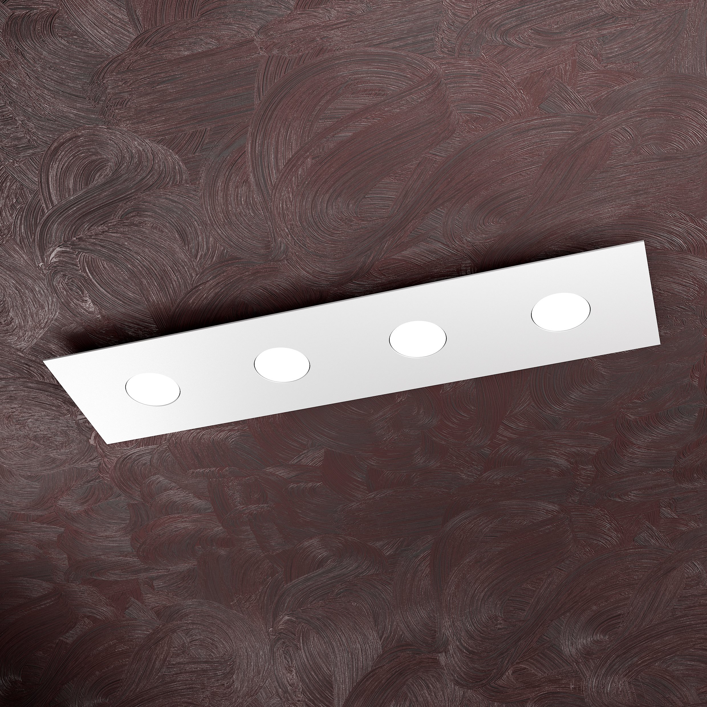 PLAFONIERA 4 LUCI LED RETTANGOLARE BIANCA MODERNA L 80 CM