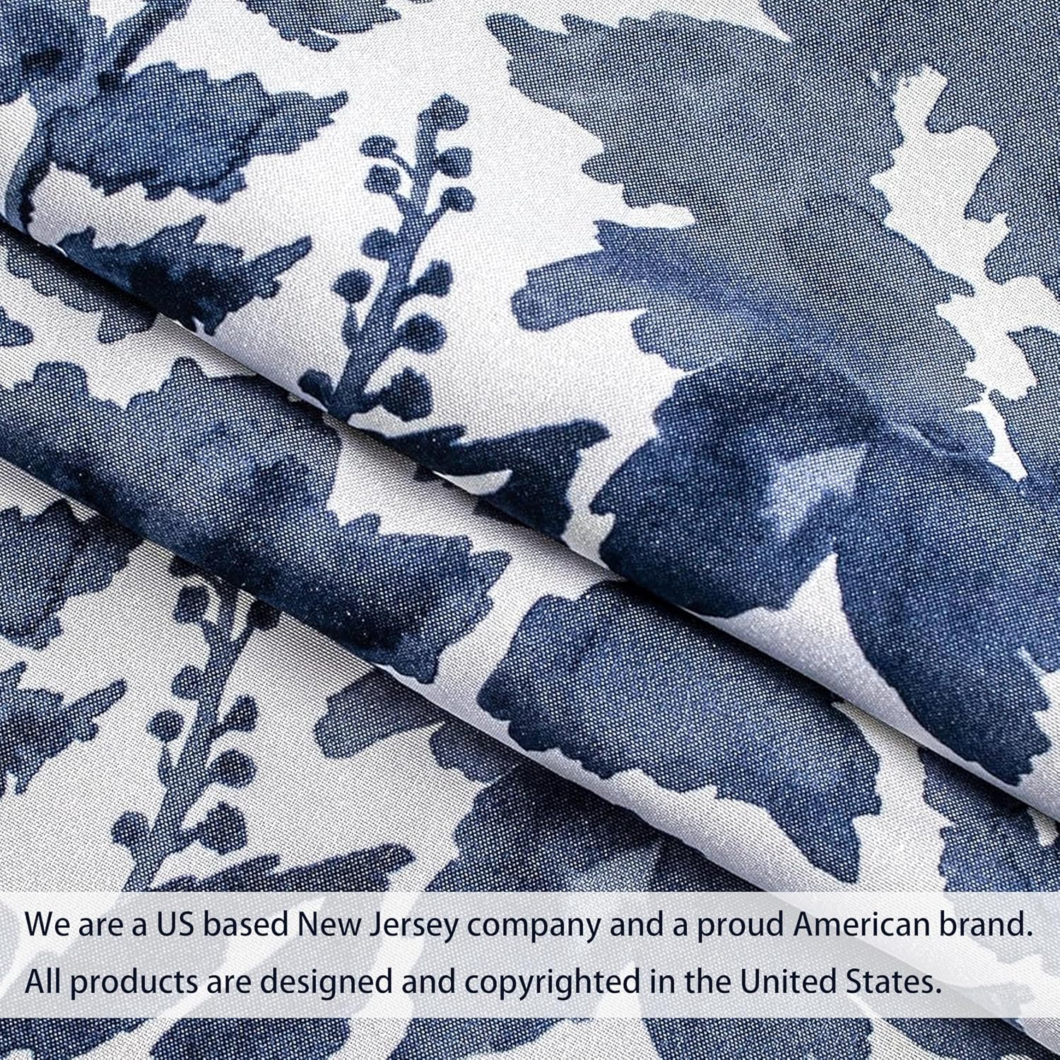 DriftAway Julia Watercolor Blooming Flower Floral Tie Up Curtain Thermal Insulated Blackout Window Adjustable Balloon Curtain Shade for Small Window Rod Pocket Single 39 Inch by 55 Inch Navy