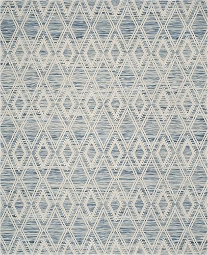 Miniatura 3 de SAFAVIEH Alfombra de área de 8 x 10 pies Colección Marbella Grande Azul oscuro y marfil, lana hecha a mano, ideal para sala de estar, dormitorio,