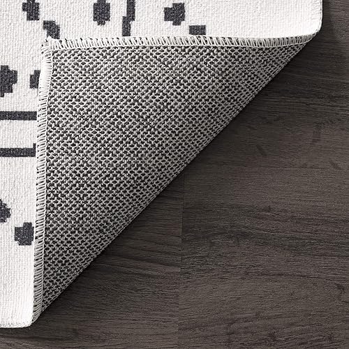 Miniatura 5 de nuLOOM Mila - Alfombra de área de enrejado de diamantes lavable a máquina, 8 pies, cuadrada, color blanco