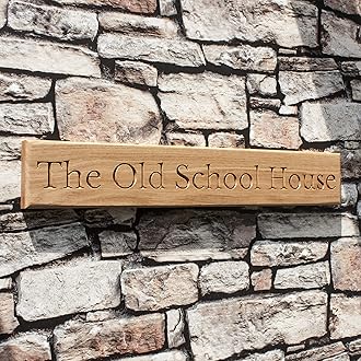 Peak Heritage® Personalised Engraved Solid Oak Plaque (multiple size options) Wall Sign House Name Custom Wooden Indoor/Outdoor Sign (9.5cm x 40cm)