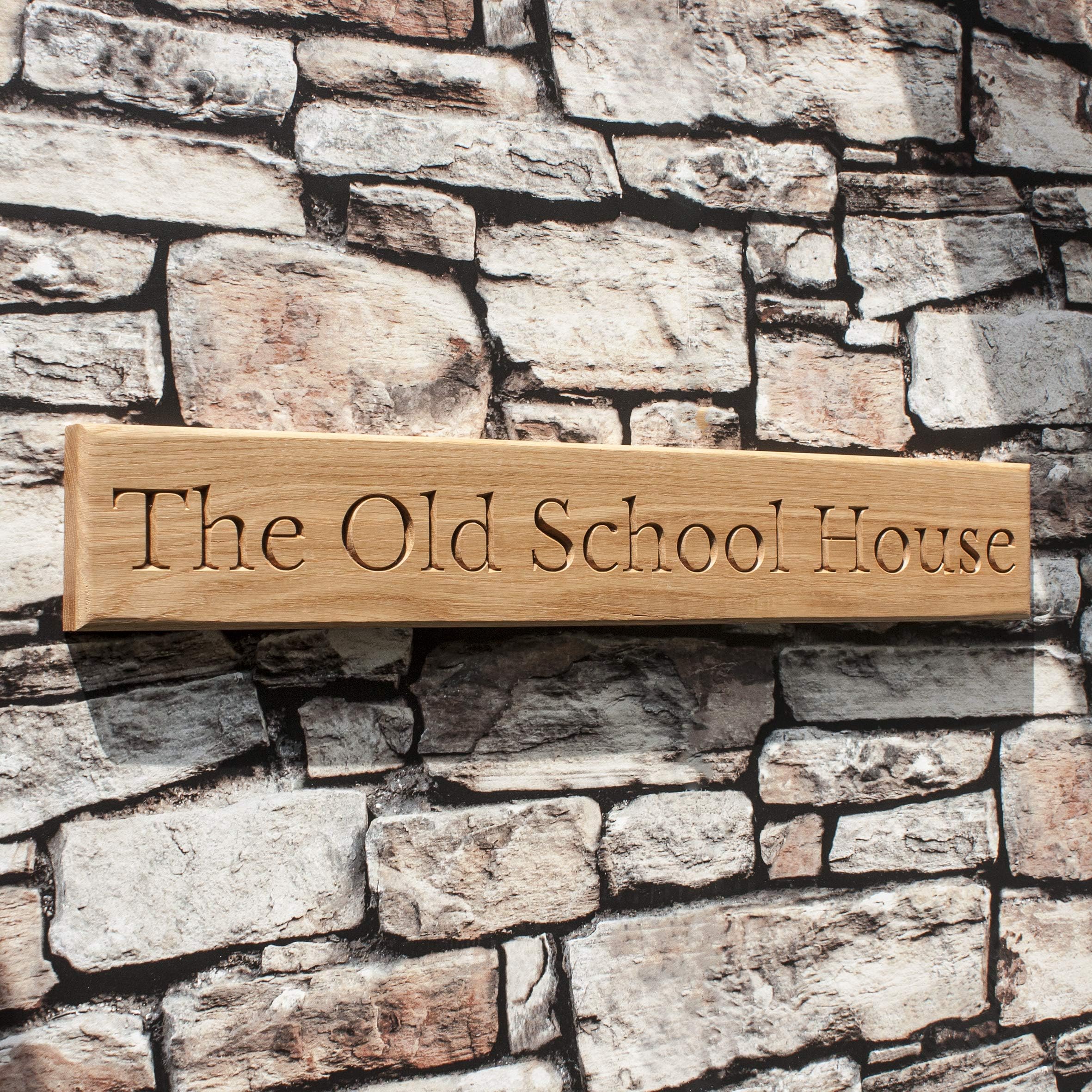 Personalised Engraved Solid Oak Plaque (multiple size options) Wall Sign House Name Custom Wooden Indoor/Outdoor Sign (20cm x 30cm)