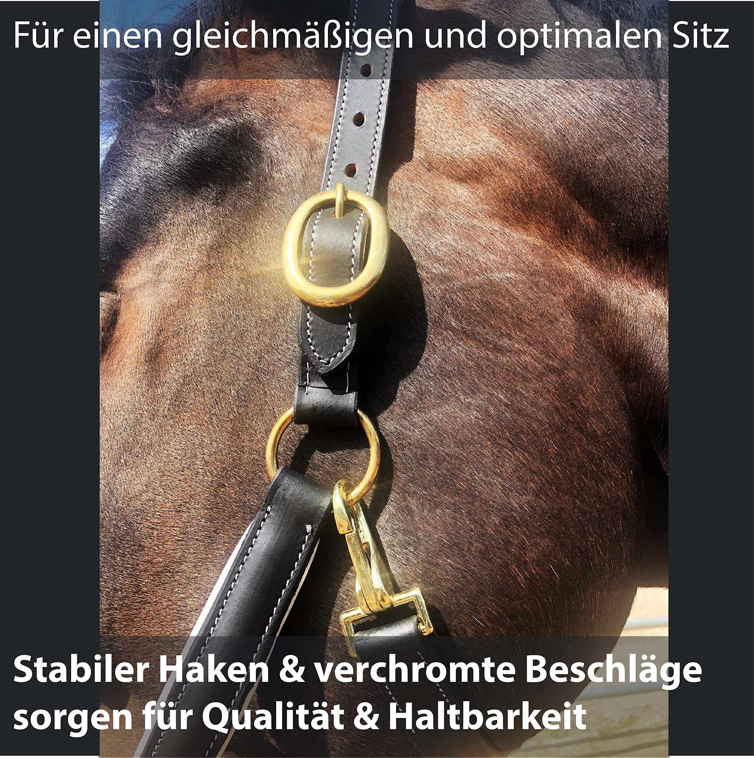 Leather Halter for Horses Premium Horse in Pony, Warmblood, Cob, Cold-Blood, Safe and Tear-Resistant (Pony, Black-White) - Image 4