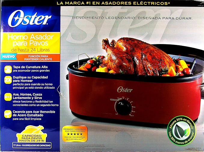 Oster 24 Pound Roaster Oven, High Dome Lid, Red Home & Kitchen