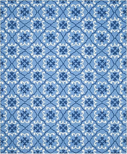 SAFAVIEH Four Seasons Collection FRS234A - Alfombra floral con gancho a mano, 8 x 10 pies, color azulmarfil