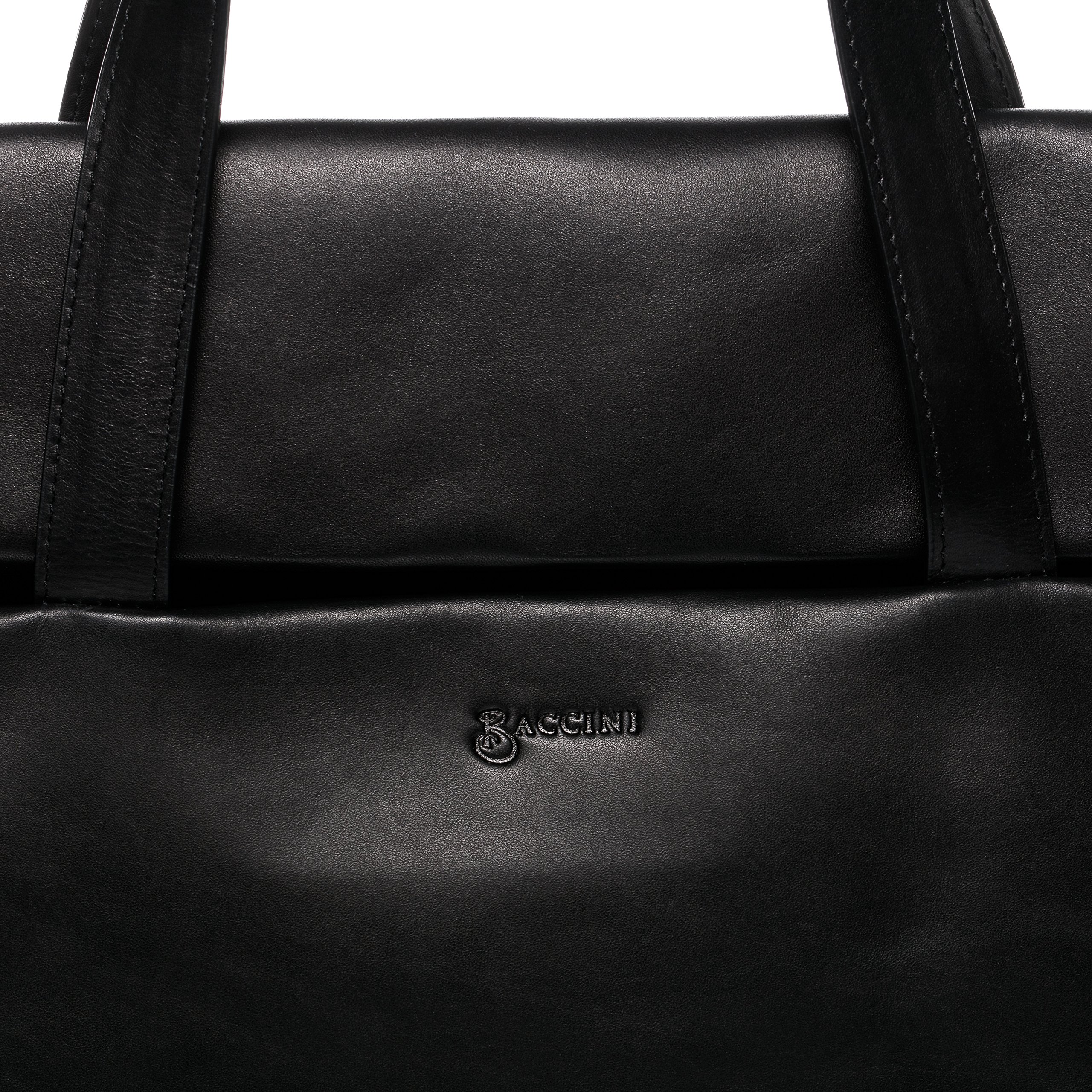 BACCINI Bolso para portátil Cuero I Funda Notebook 15,6" con Compartimento Acolchado para el portátil I Maletín para Laptop, Bolso Notebook Vito Negro Hecho a Mano