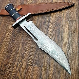 HK-67 Handmade Damascus Steel Knife for Hunting, Survival, Camping, Skinning, Bushcraft, Fixed Blade Full Tang Micarta Handle, with Leather Sheath., Green, DZ-11 - TZ KNIVES
