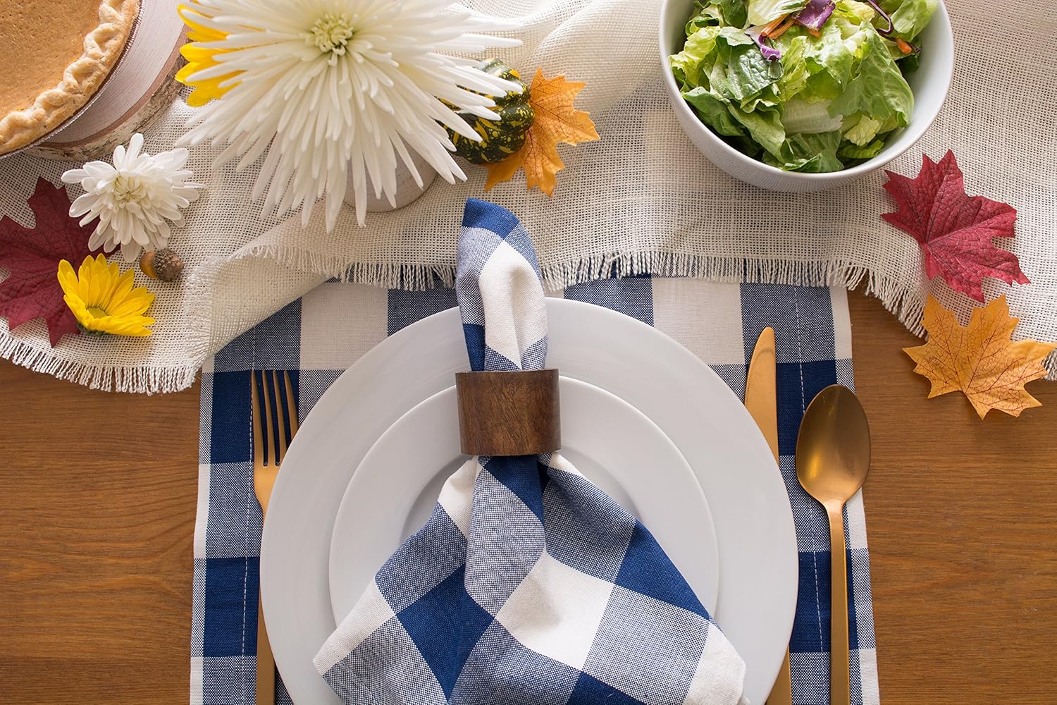 50% Off Discount DII Buffalo Check Collection, Classic Farmhouse Tabletop Set, Napkin Set, 20x20, Navy & Cream, 6 Piece