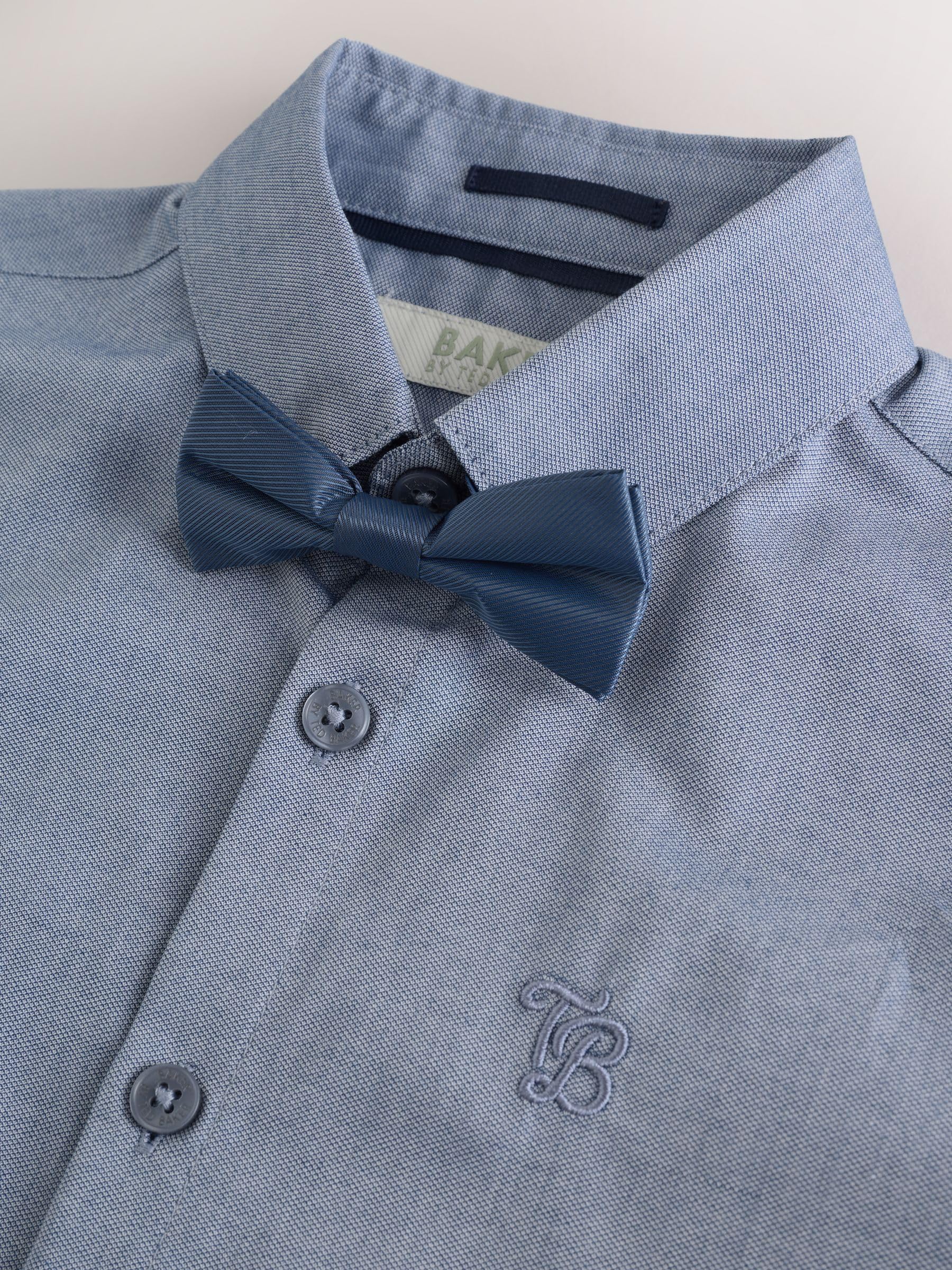 Niños Camisa de Manga Corta con Pajarita en Azul
