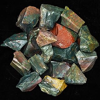 Crocon 1LB Bloodstone Rough Bulk Natural Stone Raw Gemstone Tumbling Cabbing Polishing Gem Mining Chakra Balancing Reiki Healing Good Luck Home Office Decor