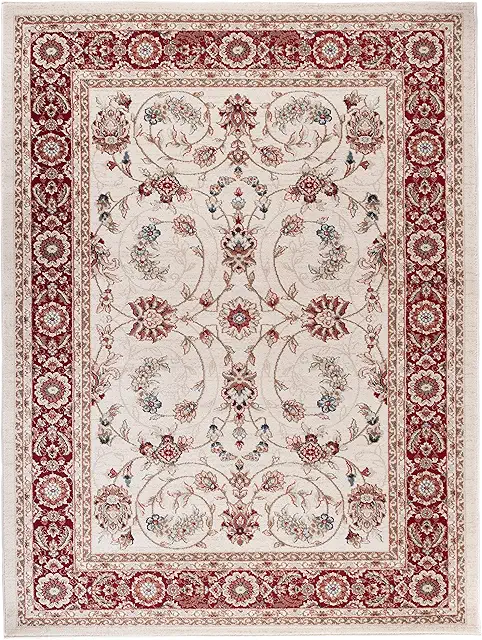 Carpeto Traditional Oriental Pattern Rug - Cream Red 60x100cm - Vloerkleed Patroon