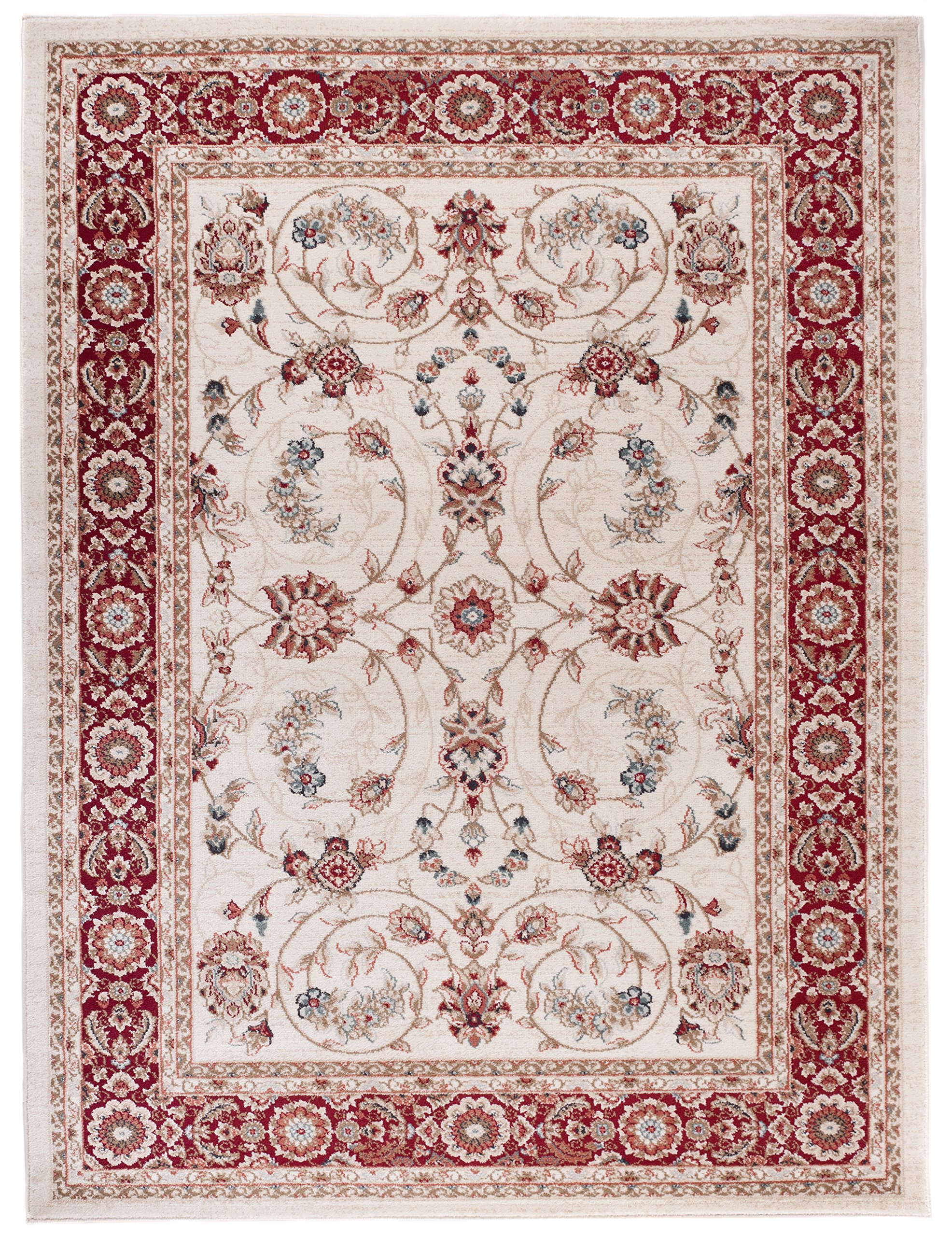 Carpeto Rugs Vloerkleed Traditioneel - Tapijten Oriëntaals Ornamenten Klassiek Patroon - Tapijt Woonkamer, Slaapkamer, Eetkamer - OEKO-TEX Carpet - Rug 200x300 cm - Crème Rood