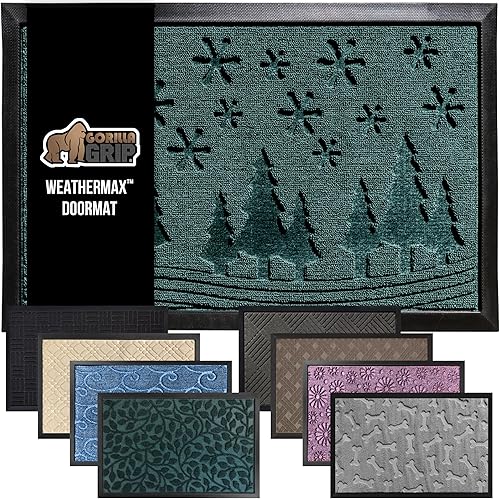 Gorilla Grip WeatherMax - Tapete para todas las estaciones, 47 x 35 pulgadas, goma natural duradera, resistente a manchas y decoloración, perfil