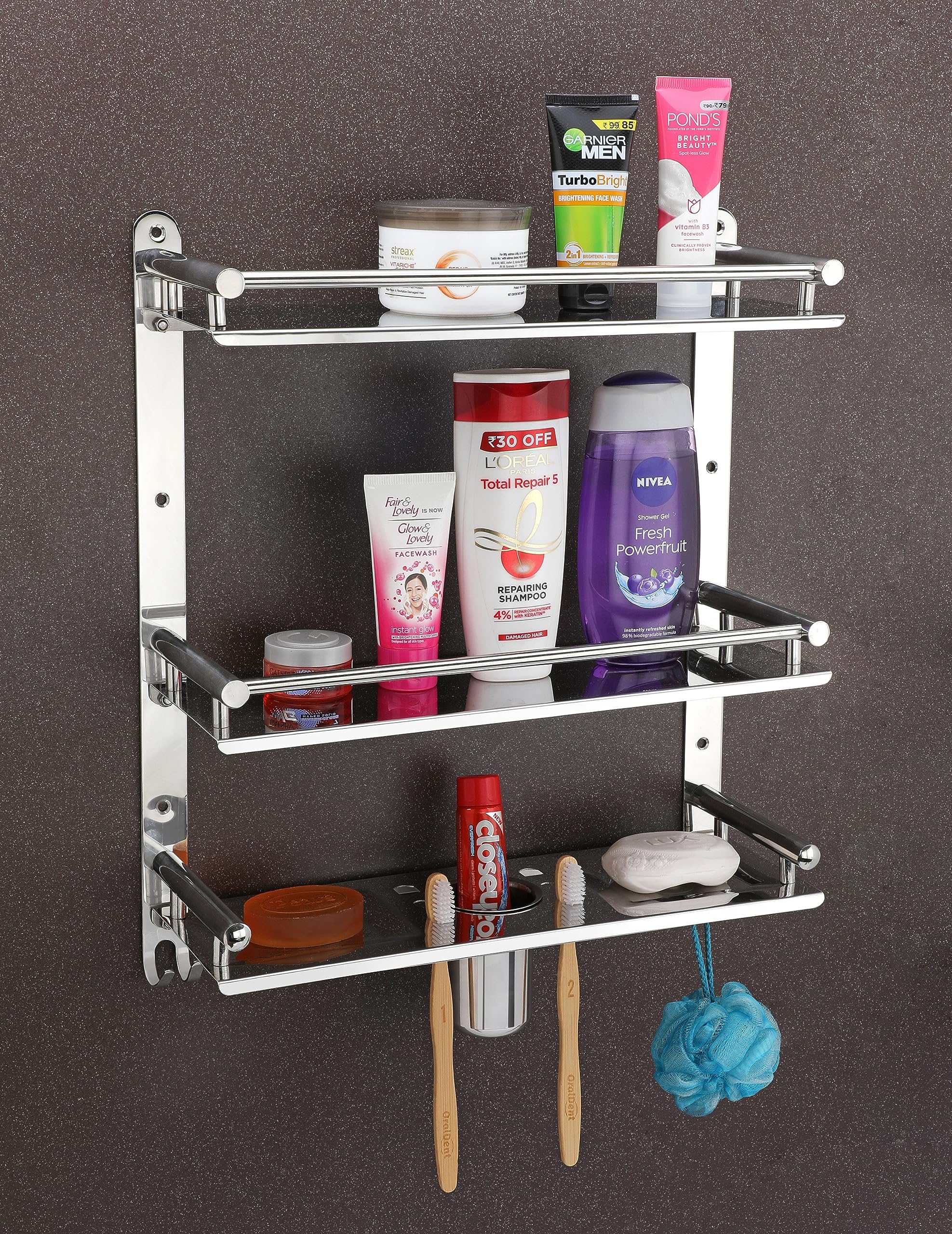 See full amazon price history chart for iSTAR Stainless Steel 3 Tier Multipurpose Bathroom Shelf and Rack with Double Soap Dish and Toothbrush Holder Soap Holder Bathroom Accessories(15 x 5 x 19 inch) iSTAR Stainless Steel 3 Tier Multipurpose Bathroom Shelf and Rack with Double Soap Dish and Toothbrush Holder Soap Holder Bathroom Accessories(15 x 5 x 19 inch) (B0C2KVQ85H) Amazon Price History, Amazon Price Tracker