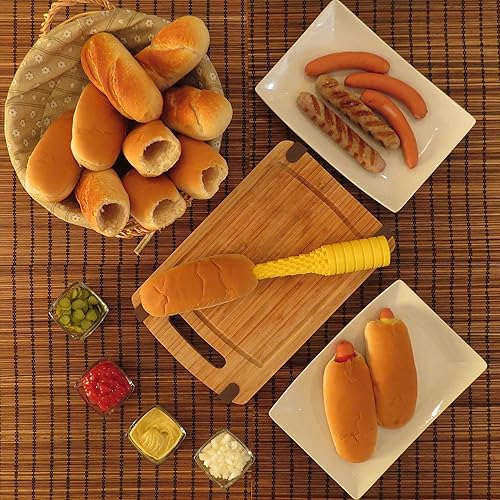 Miniatura 2 de Hotdogger, Taladro de bollos para perros calientes perfecto para asar a la parrilla y barbacoa, tamaño ideal para mocosos y otras salchichas (rojo)