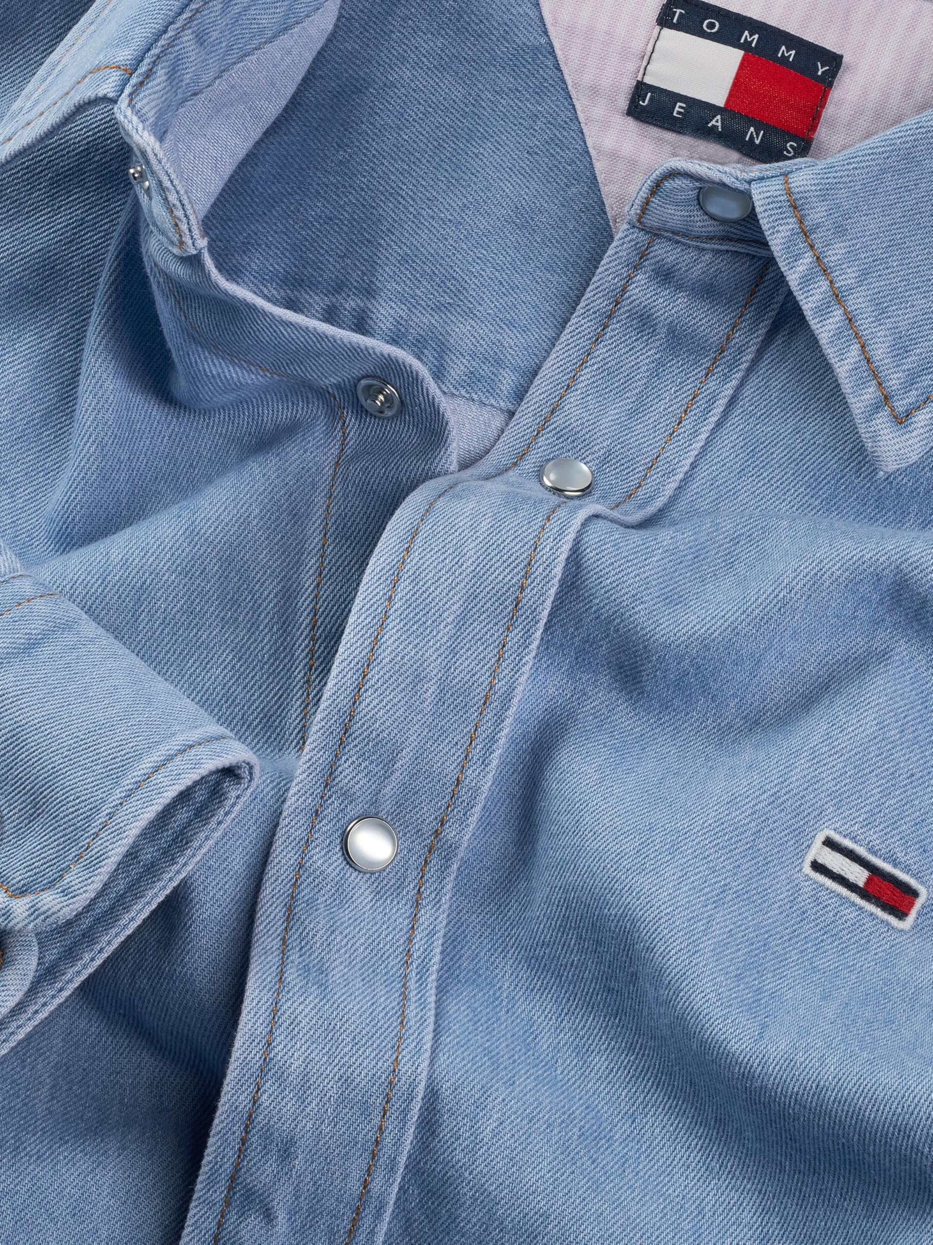 Tommy Jeans Herren Jeanshemd Regular Fit mit Knopfleiste