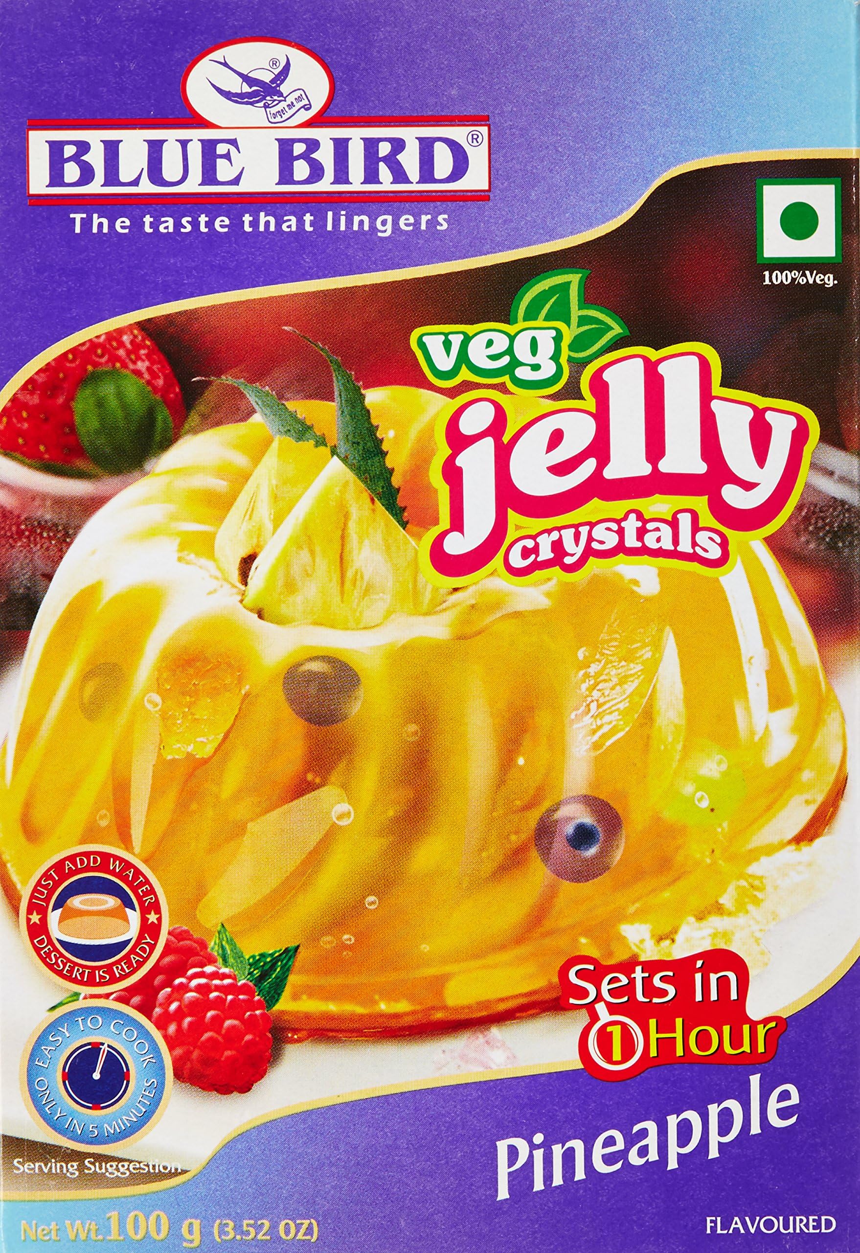 Blue Bird Jelly Crystals, Pineapple, 100g (Pack of 2)