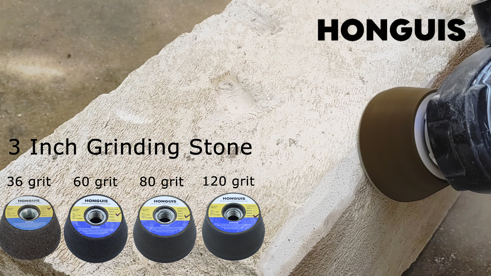HONGUIS 3 Inch Green SiC Grinding Stone Wheel,Flaring Cup Wheel