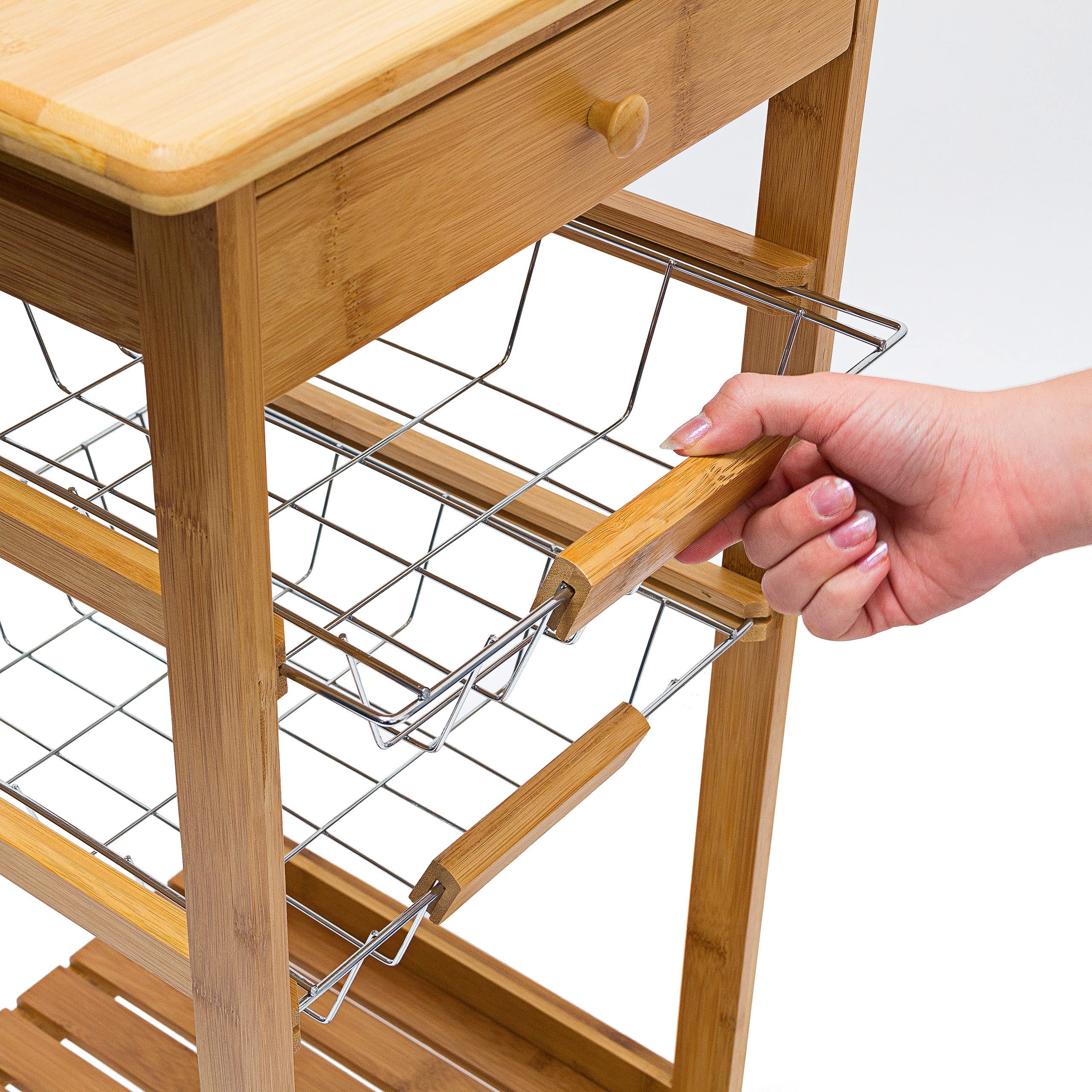 Mengyyshop-Chariot Service à Roulettes Desserte De Cuisine Table